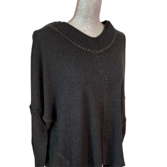 ALL SAINTS Spitalfields Sweater with Metal Chain Detail in Charcoal Size LARGE - Picture 7 of 10